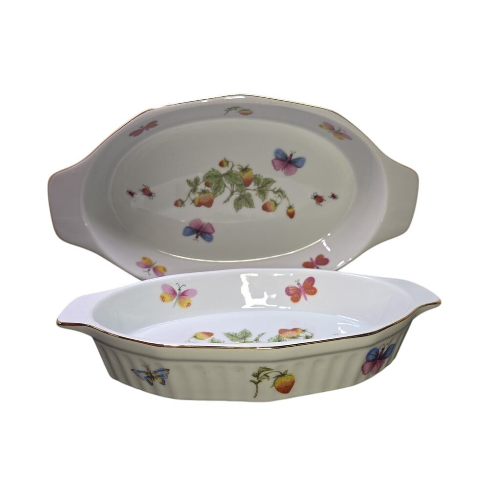 Ardalt Japan 'Spring Time' Oven-to-Table Oval Casserole Set Cookware Vintage
